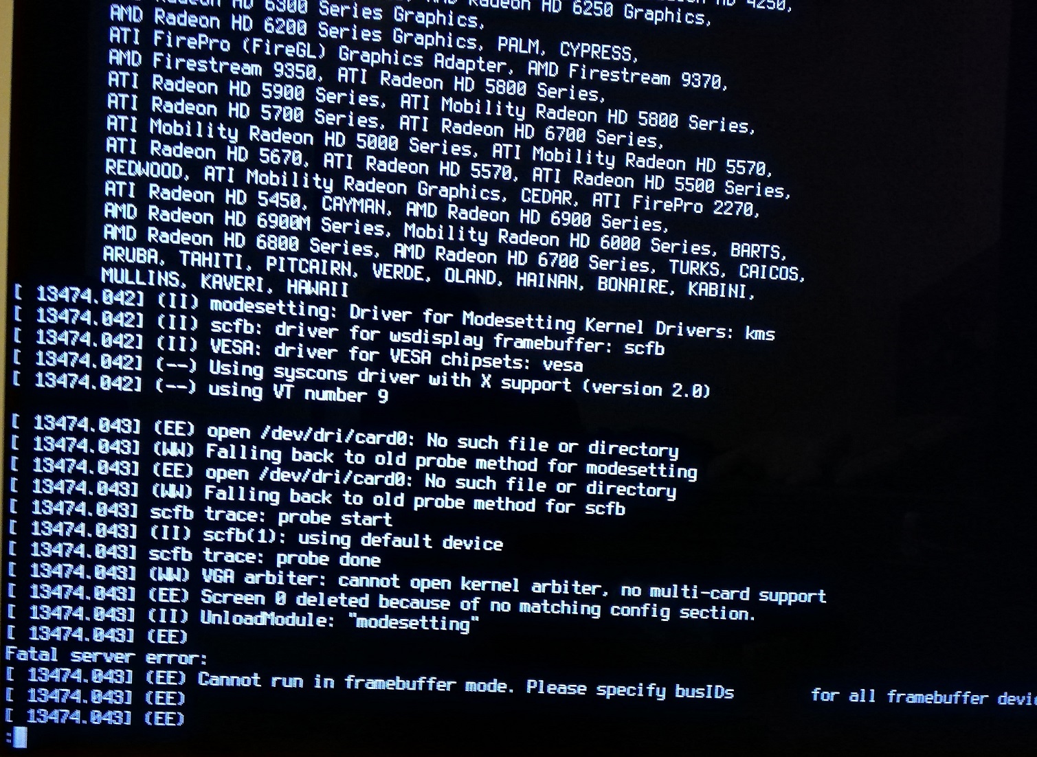 EE Cannot run in framebuffer mode HP Pavilion 595 p0404nz AMD